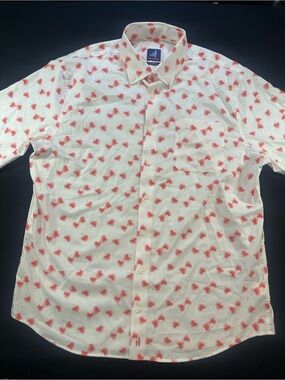 johnnie-O Prep-formance JEB Hawaiian Plume Fan White Short-Sleeve Shirt